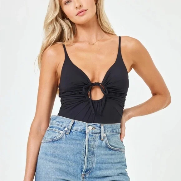 LSPACE Piper Classic One-Piece Swimsuit Tie Keyhole Black Size XS - Picture 2 of 15